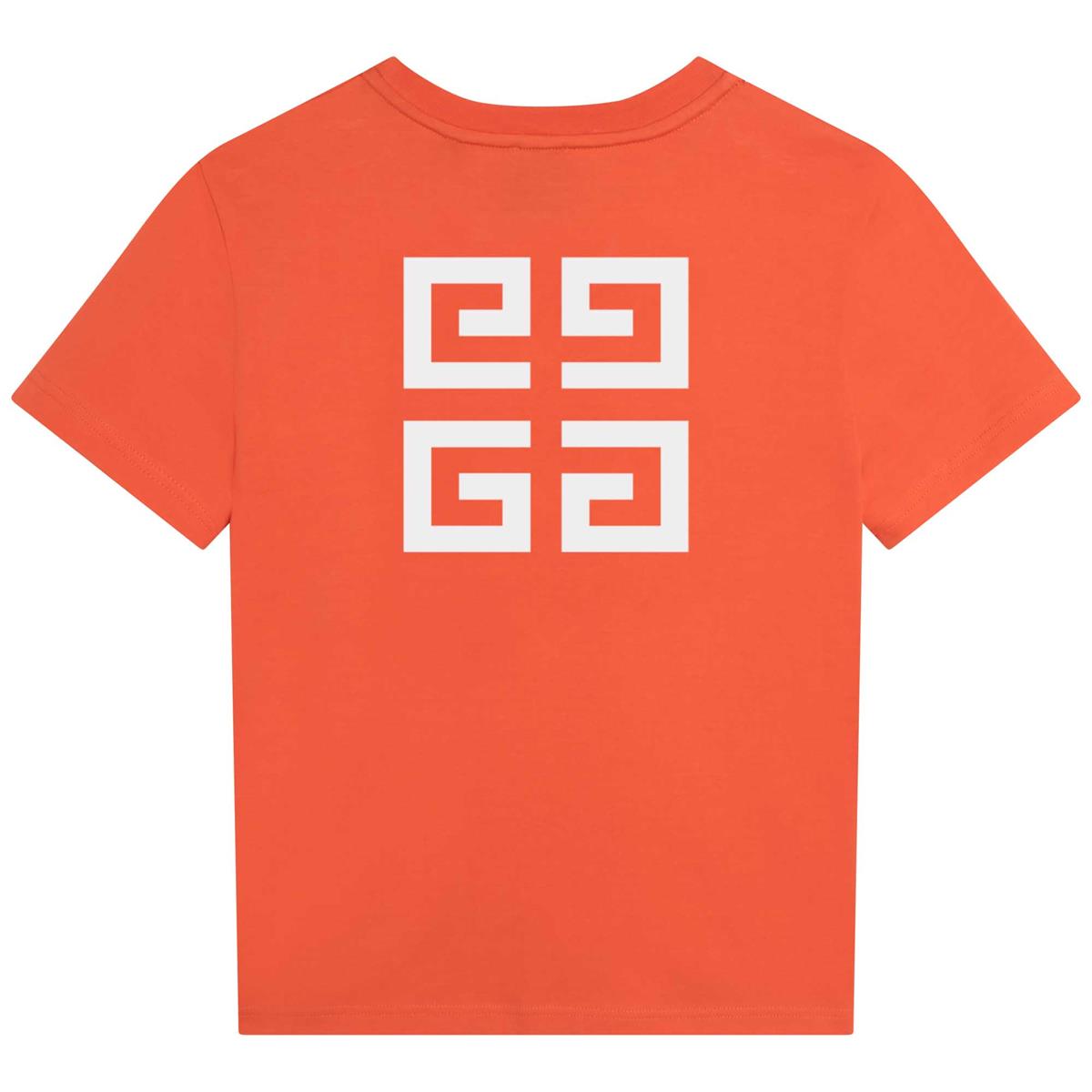 男童橙色Logo棉T恤