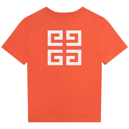 男童橙色Logo棉T恤