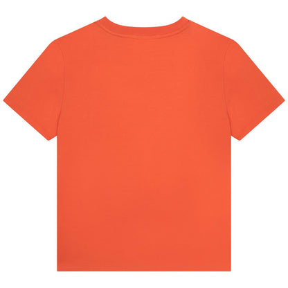 男童橙色印花T恤
