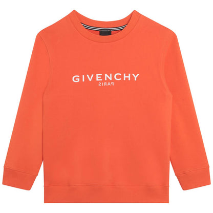 男童橙色Logo卫衣