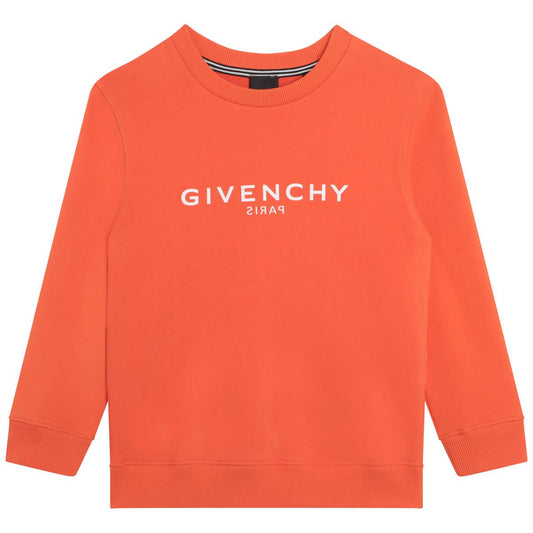 男童橙色Logo卫衣