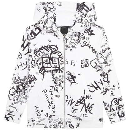 儿童白色连帽卫衣