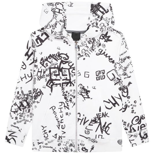 儿童白色连帽卫衣