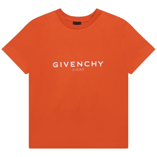 男童橙色Logo棉T恤