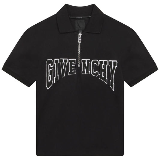 男童黑色Logo棉Polo衫