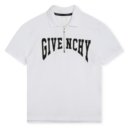 男童白色Logo棉Polo衫