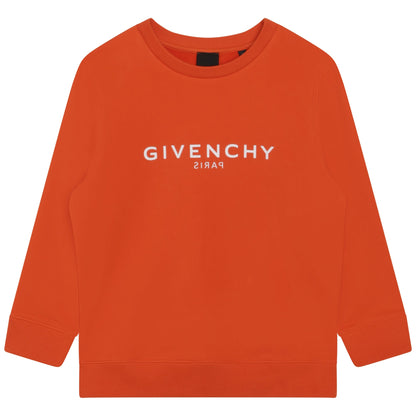 男童橙色Logo棉卫衣