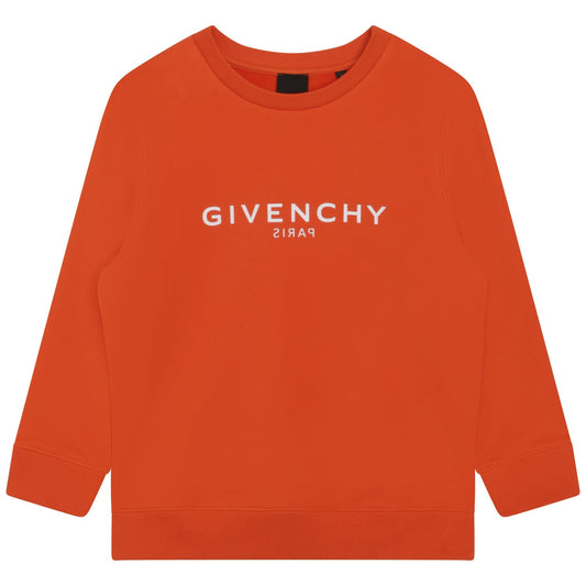 男童橙色Logo棉卫衣