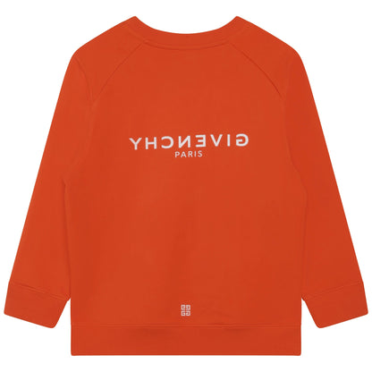 男童橙色Logo棉卫衣