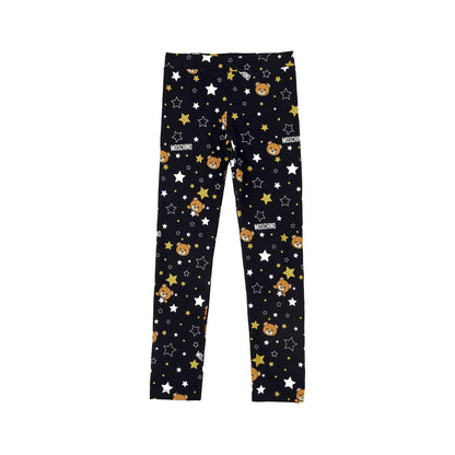 女童黑色星星印花棉打底裤