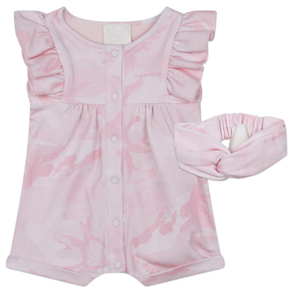 女婴粉色连体衣套装