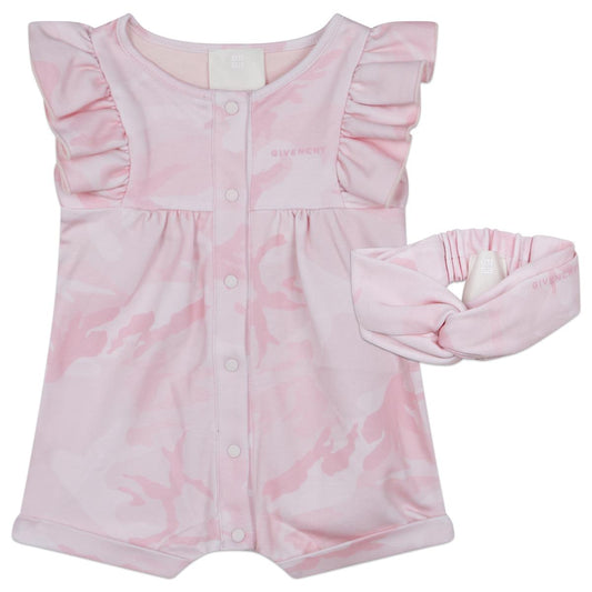 女婴粉色连体衣套装