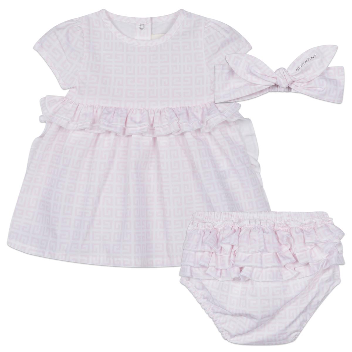 女婴粉色连衣裙套装