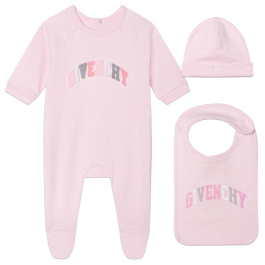 女婴粉色棉连体衣套装