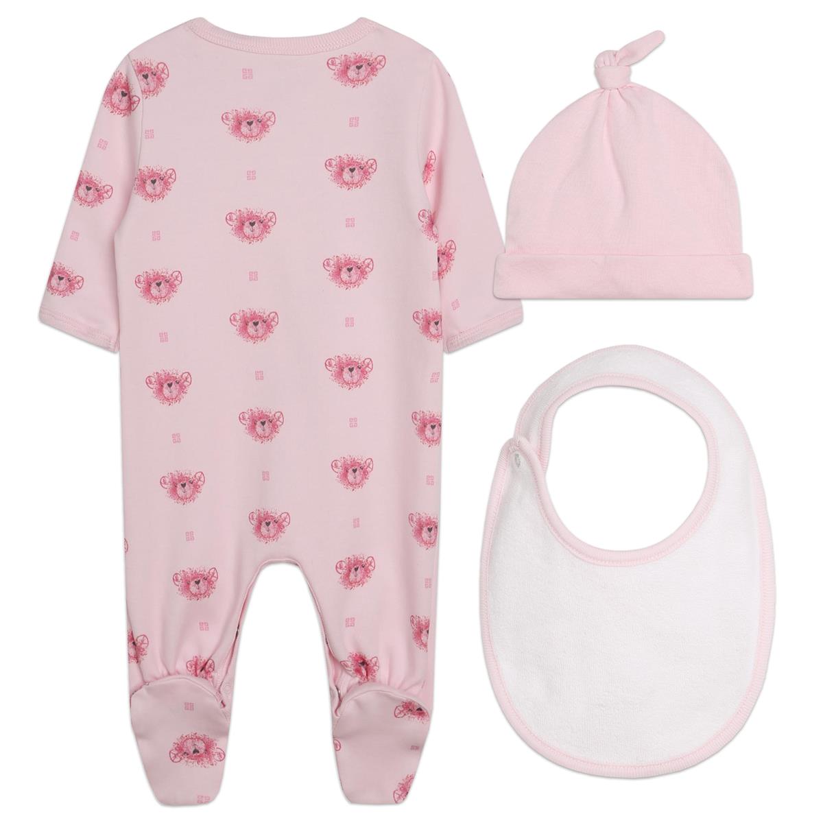 女婴粉色棉连体衣套装