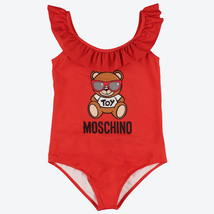 女童红色Logo泳装