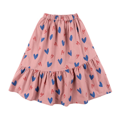 女童粉色心形棉短裙