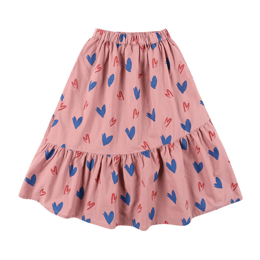 女童粉色心形棉短裙