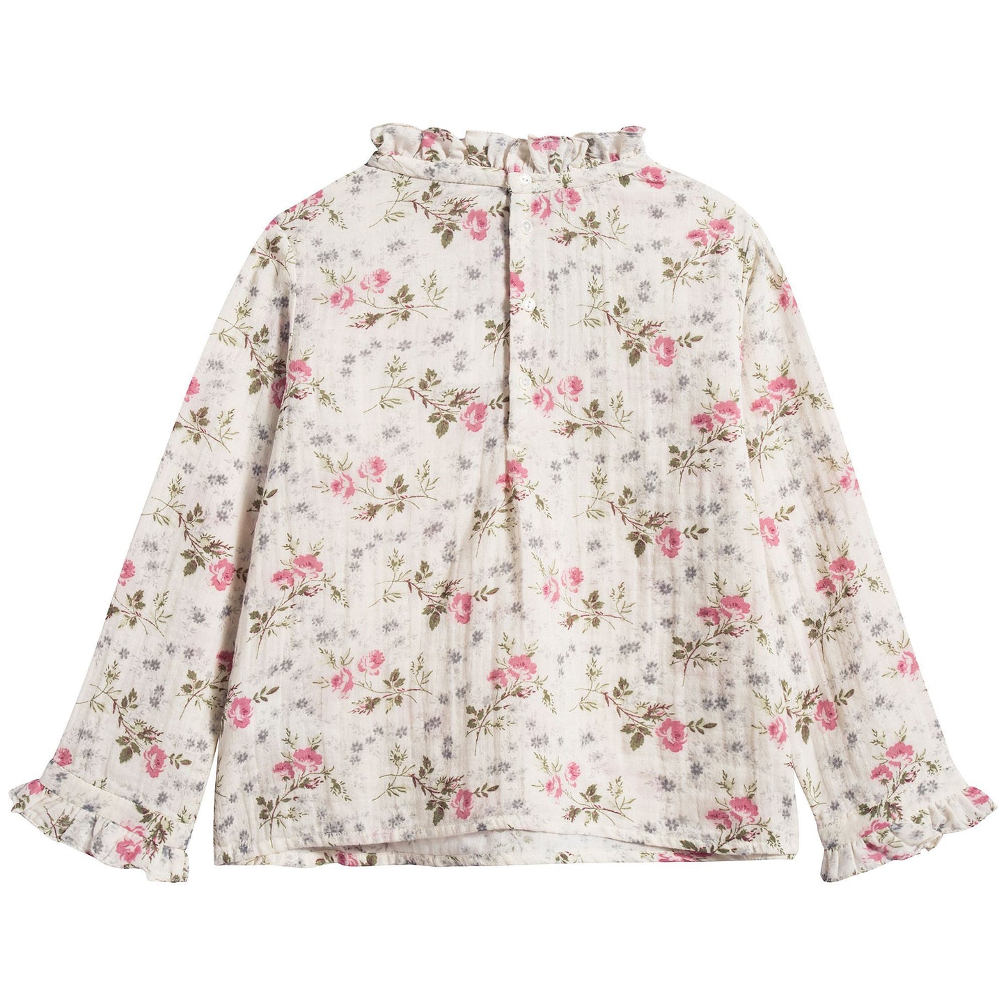 女童米白色印花上衣
