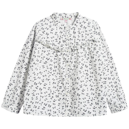女童白色碎花衬衫