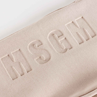 儿童米色Logo棉长裤