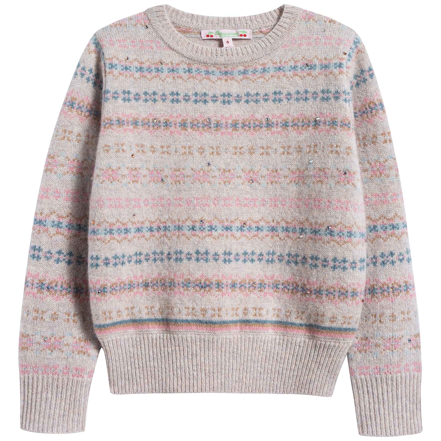 女童粉色针织衫