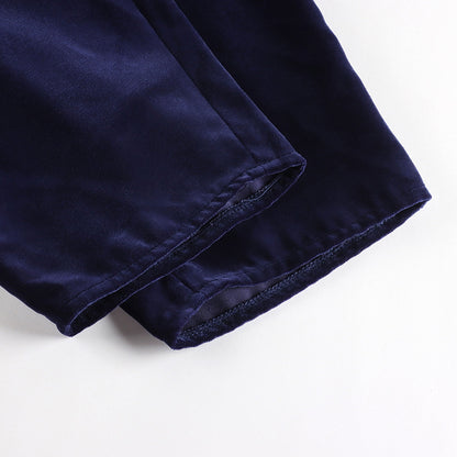 女童深蓝色丝绒长裤