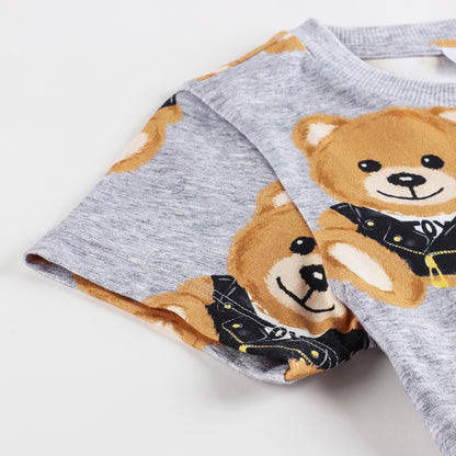 儿童灰色印花棉T恤