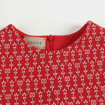 Girls Red GG Logo Cotton Dress