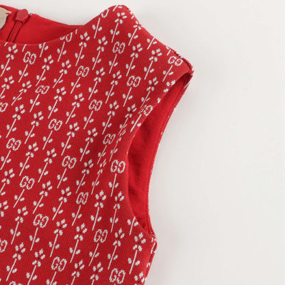 Girls Red GG Logo Cotton Dress