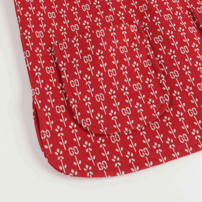 Girls Red GG Logo Cotton Dress
