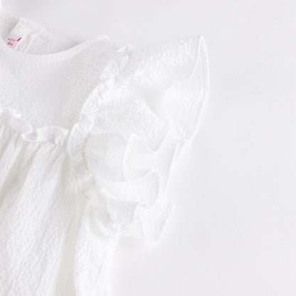 女童白色棉连衣裙