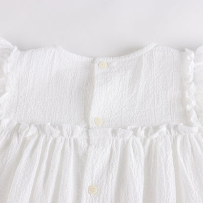 女童白色棉连衣裙