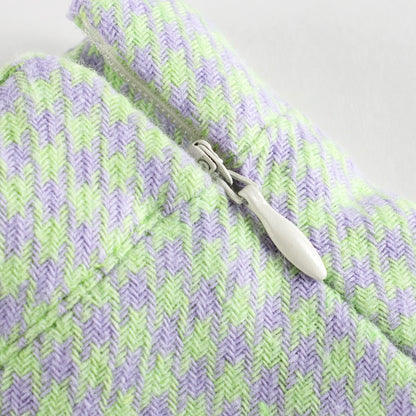 女童绿色格子短裤