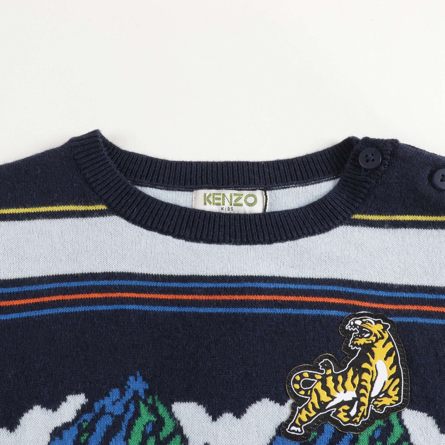 男婴藏青色条纹Logo毛衣