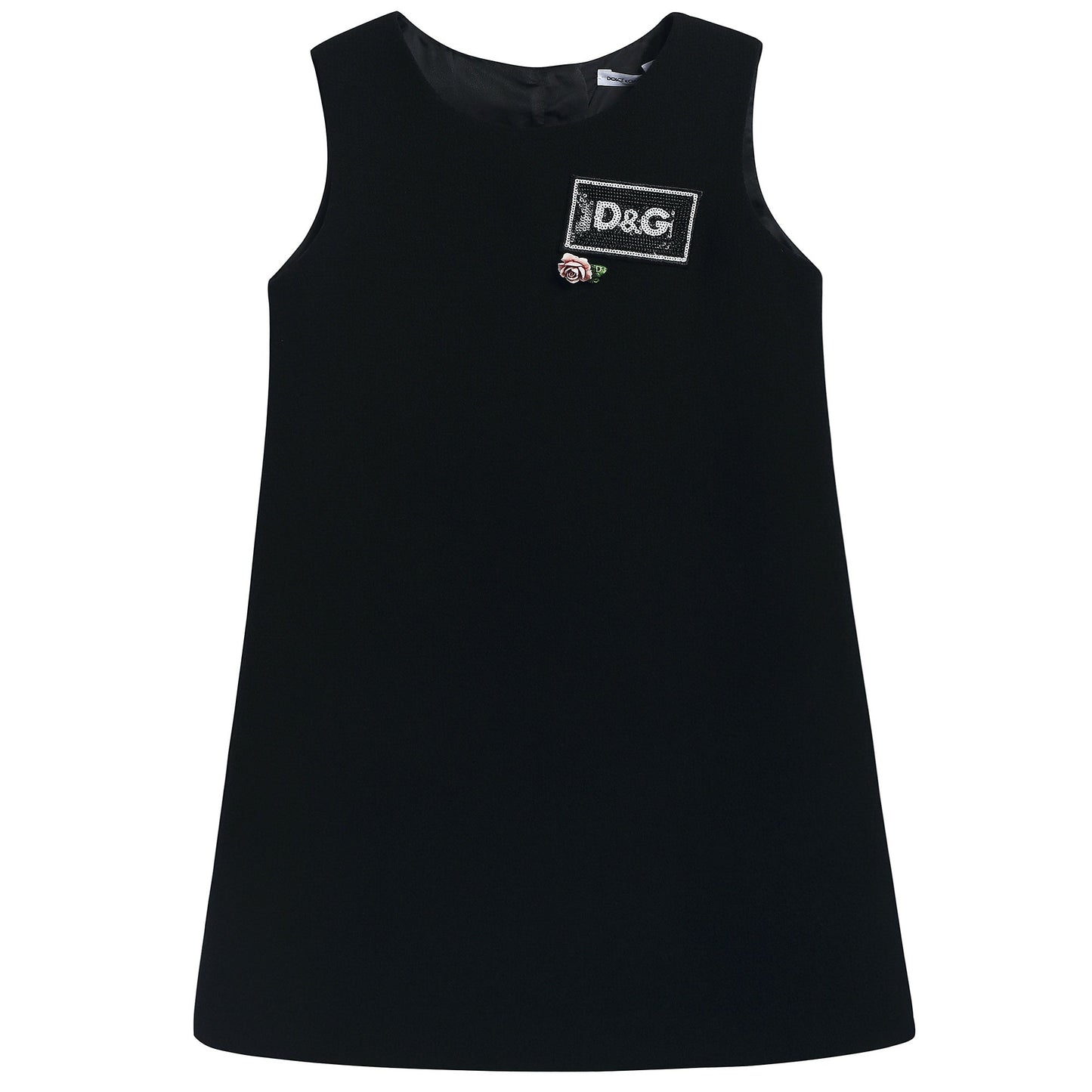 Girls Black "DG" Wool Dress