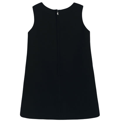 Girls Black "DG" Wool Dress