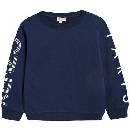 Boys Navy Logo Cotton Sweater