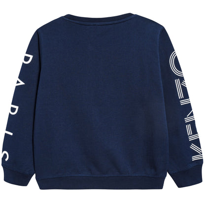 Boys Navy Logo Cotton Sweater