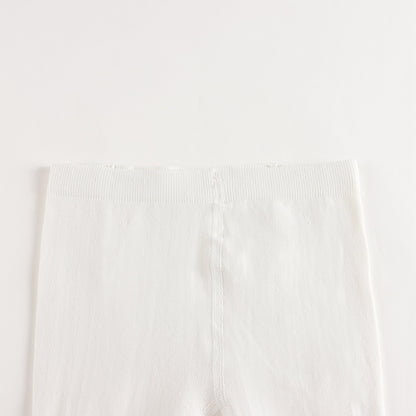 女童白色棉连裤袜
