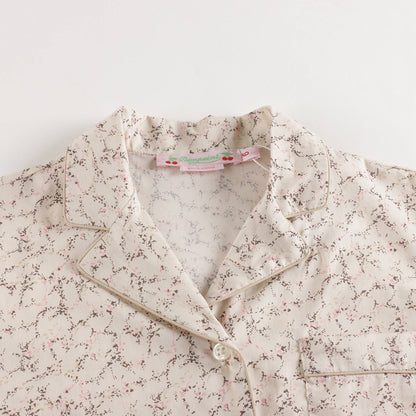 女童米色碎花棉睡衣套装