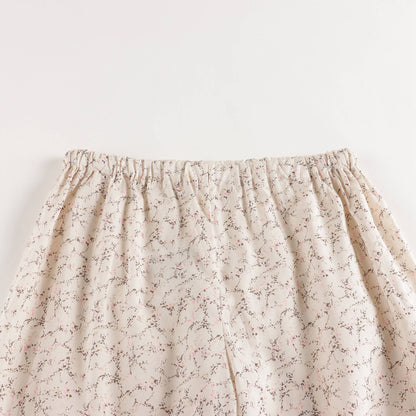 女童米色碎花棉睡衣套装