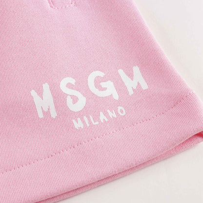 女童粉色Logo棉短裙