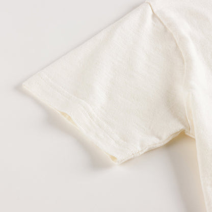 女童米色Logo棉T恤