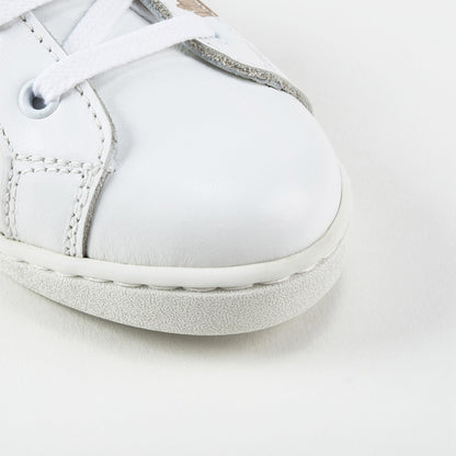 Girls White Leather Whit  Logo Shoes