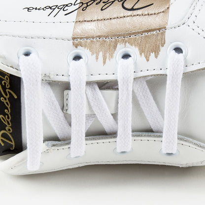 Girls White Leather Whit  Logo Shoes