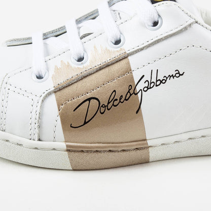 Girls White Leather Whit  Logo Shoes