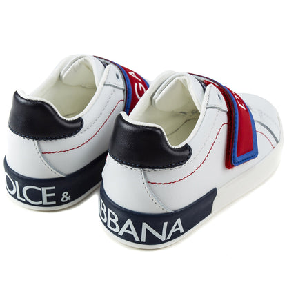 Girls White Leather Whit Red Logo Shoes