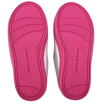 Girls White Leather Whit Pink Logo Shoes