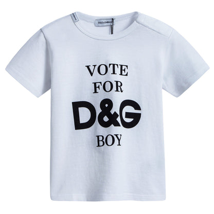 Baby Boys Dark White Pringting Cotton T-shirt
